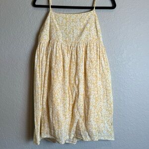 AMERICAN EAGLE Adjustable Spaghetti Strap Baby Doll Dress Yellow White Small